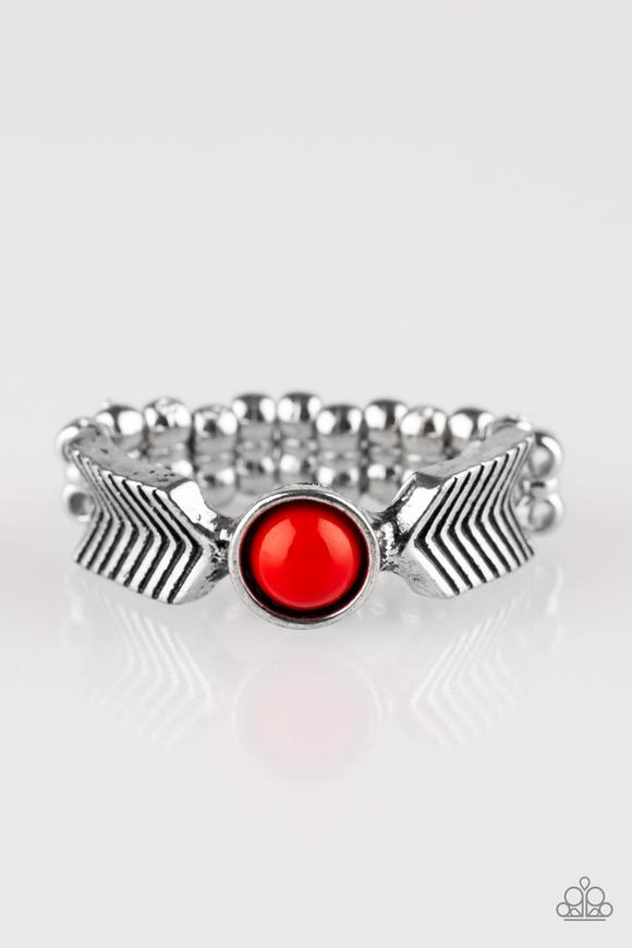 Awesomely Arrow Dynamic Red Ring - Paparazzi Accessories- lightbox - CarasShop.com - Paparazzi Jewelry by Cara Jewels