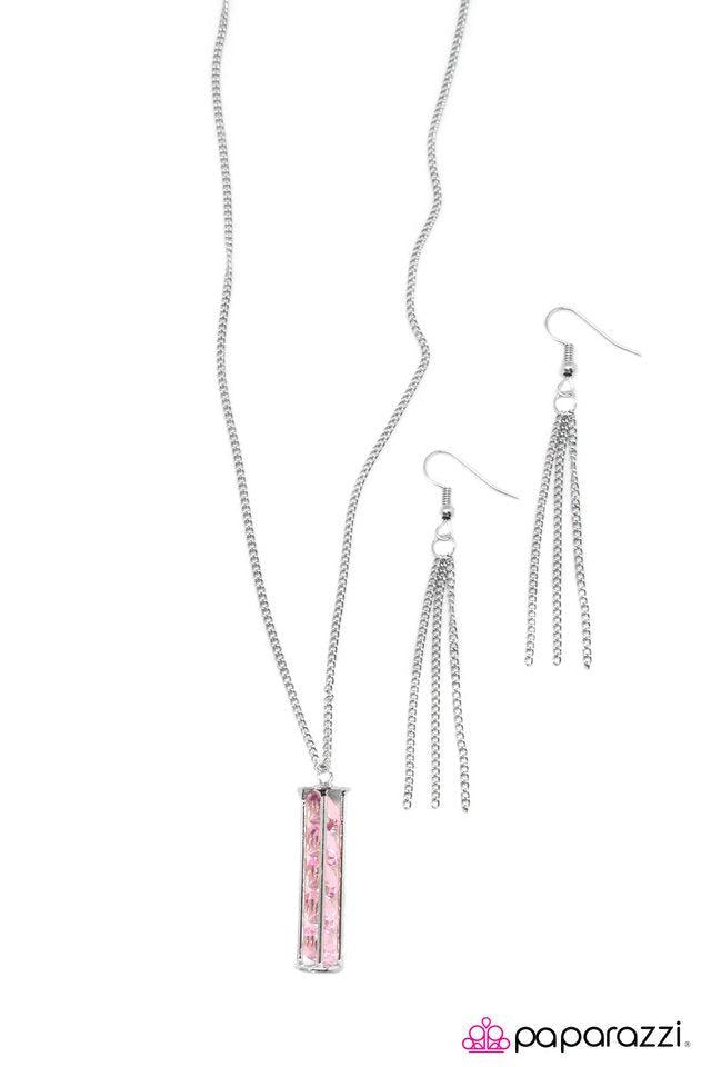 Awestruck Pink Rhinestone Necklace - Paparazzi Accessories- lightbox - CarasShop.com - Paparazzi Jewelry by Cara Jewels