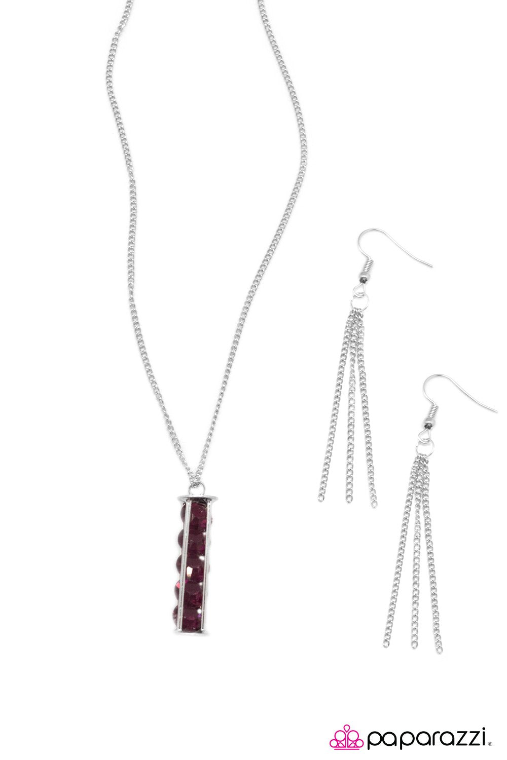 Awestruck Silver and Purple Necklace - Paparazzi Accessories- lightbox - CarasShop.com - Paparazzi Jewelry by Cara Jewels