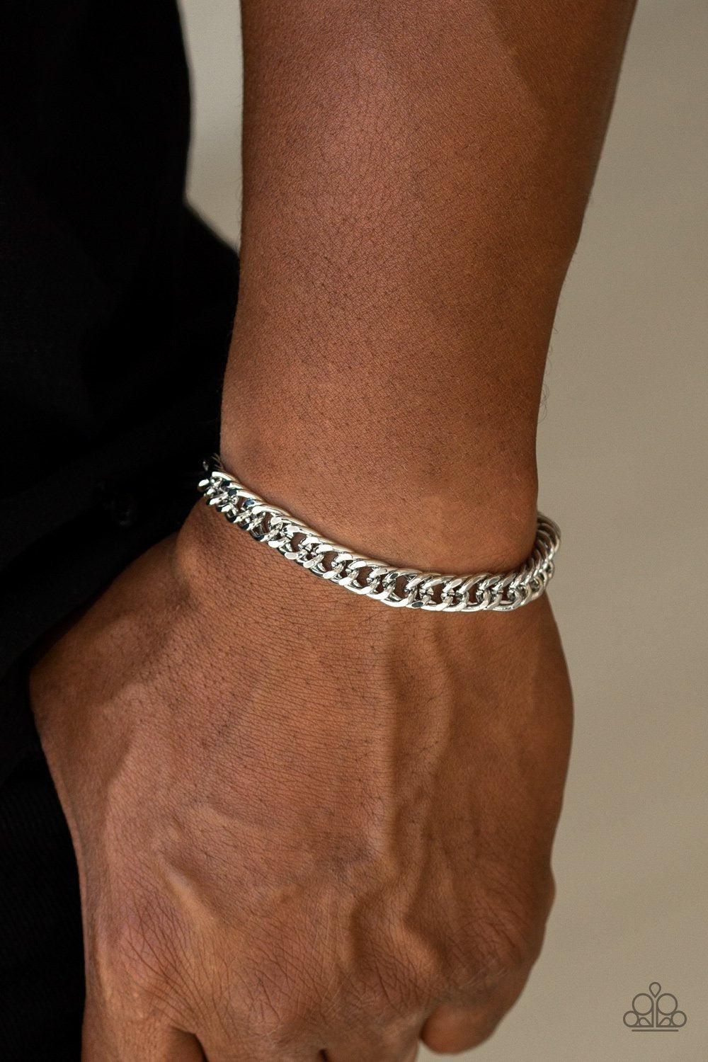 AWOL Men's Silver Chain Knot Bracelet - Paparazzi Accessories- lightbox - CarasShop.com - Paparazzi Jewelry by Cara Jewels