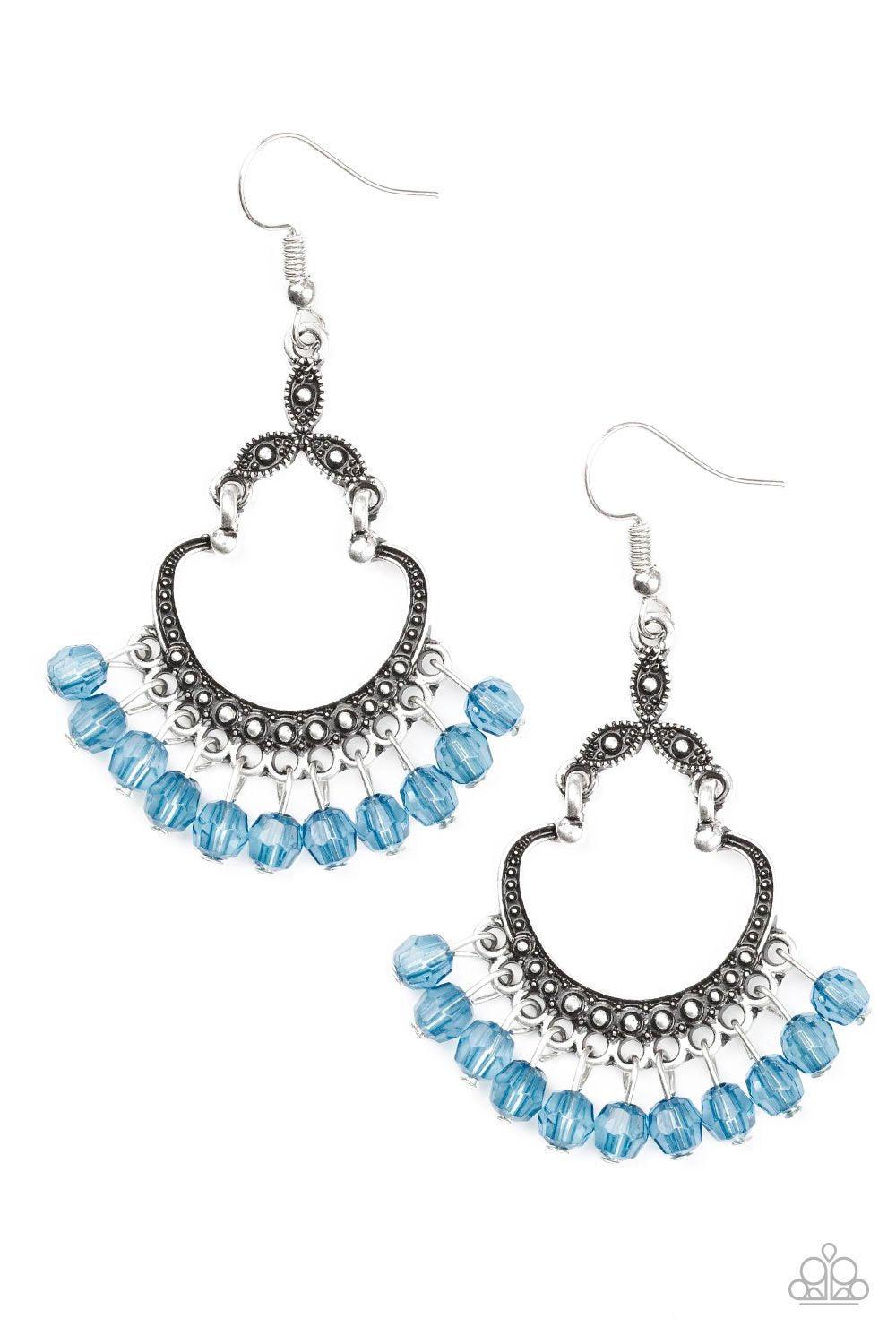 Babe Alert Blue and Silver Earrings - Paparazzi Accessories- lightbox - CarasShop.com - Paparazzi Jewelry by Cara Jewels