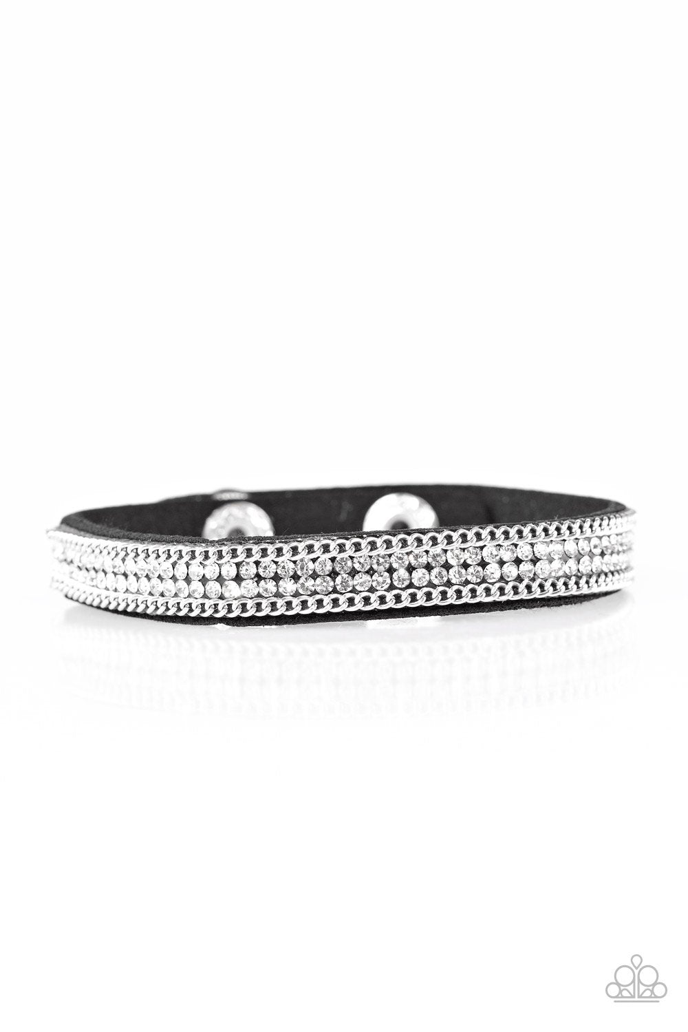 Babe Bling Black and White Wrap Snap Bracelet - Paparazzi Accessories- lightbox - CarasShop.com - Paparazzi Jewelry by Cara Jewels