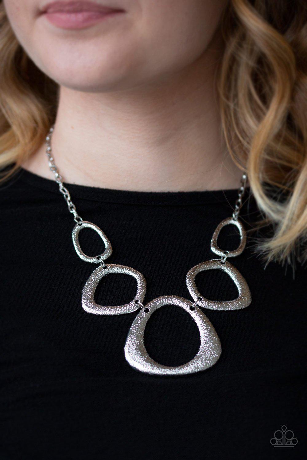 Backstreet Bandit Silver Necklace - Paparazzi Accessories- on model - CarasShop.com - Paparazzi Jewelry by Cara Jewels