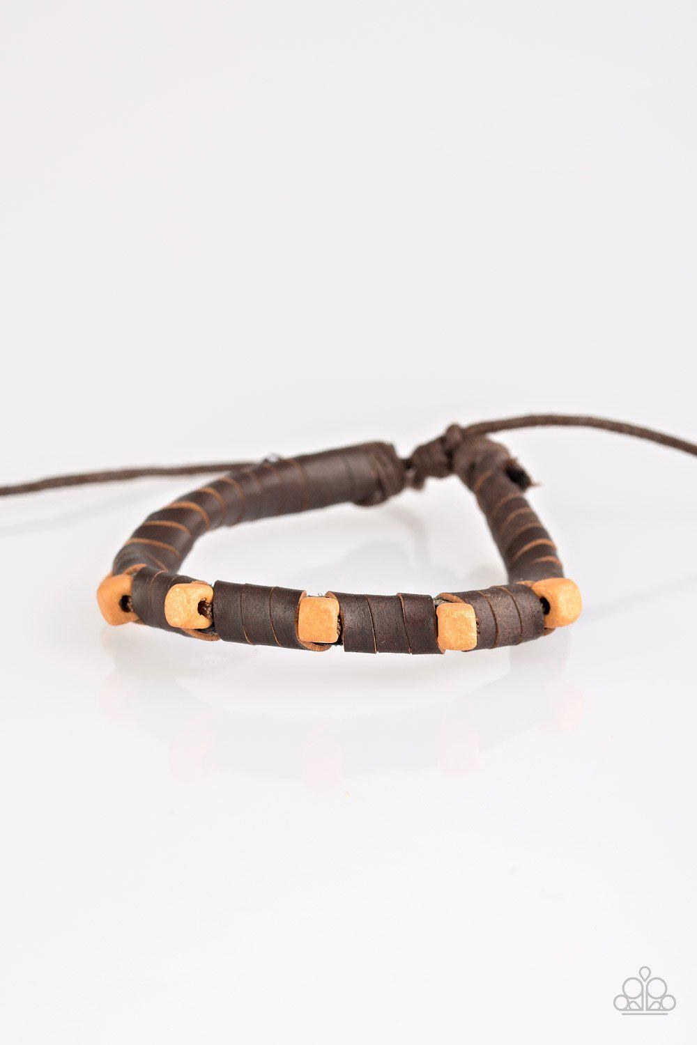 Backwoods Backpacker Brown Urban Knot bracelet - Paparazzi Accessories- lightbox - CarasShop.com - Paparazzi Jewelry by Cara Jewels