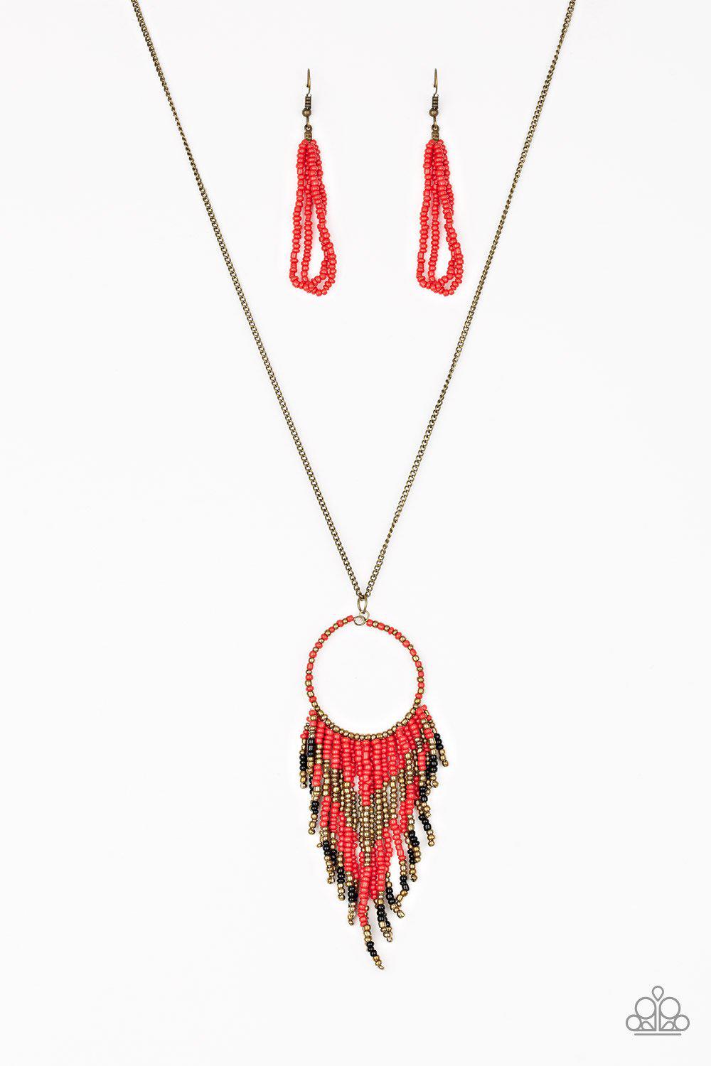 Badlands Beauty Red Necklace - Paparazzi Accessories- lightbox - CarasShop.com - Paparazzi Jewelry by Cara Jewels