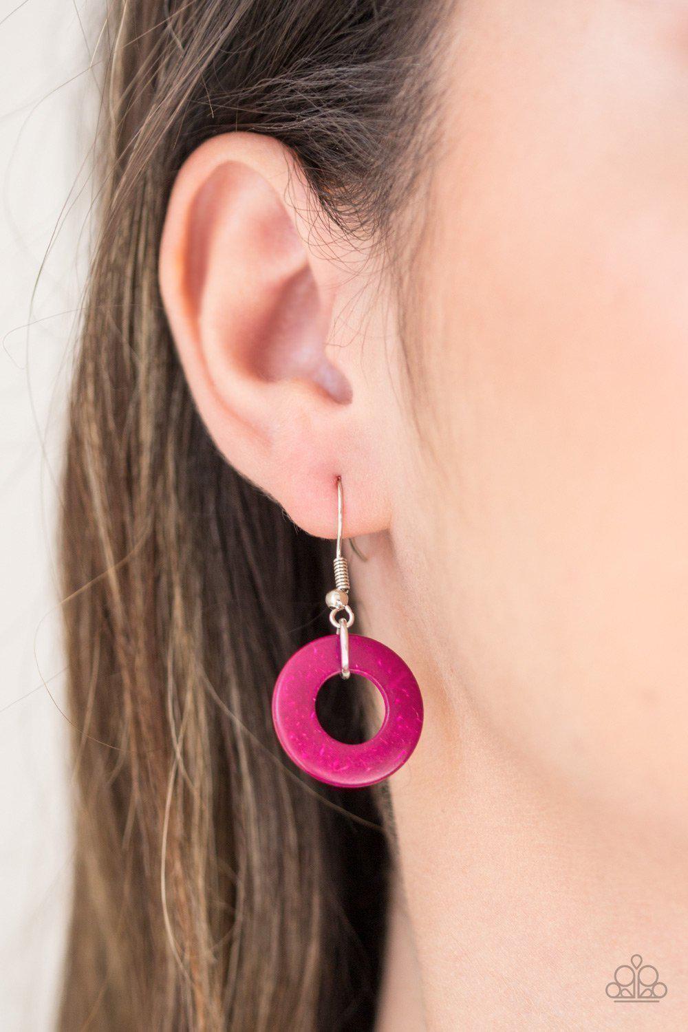 Bahama Drama Pink and Brown Wood Necklace - Paparazzi Accessories - free matching earrings -CarasShop.com - Paparazzi Jewelry by Cara Jewels