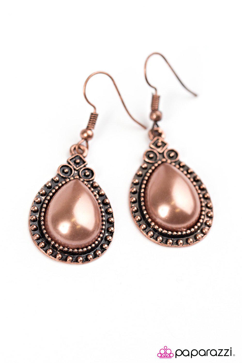 Bali Bliss Copper Teardrop Earrings - Paparazzi Accessories- lightbox - CarasShop.com - Paparazzi Jewelry by Cara Jewels