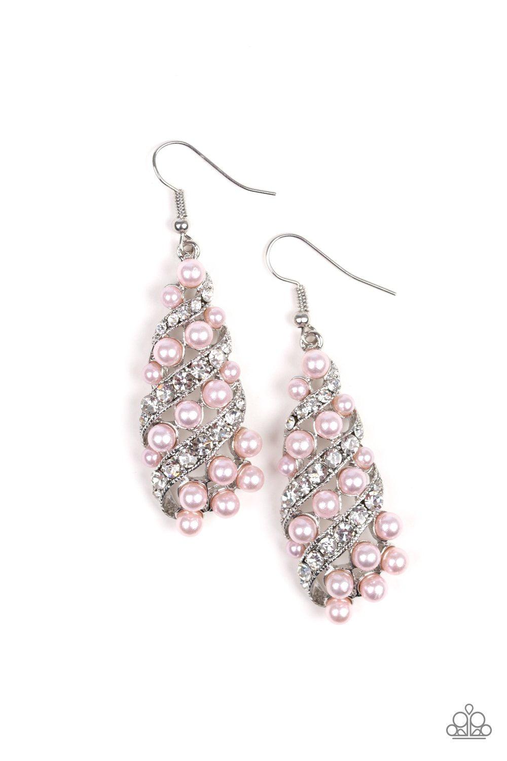 Ballroom Waltz Pink Pearl Earrings - Paparazzi Accessories- lightbox - CarasShop.com - Paparazzi Jewelry by Cara Jewels