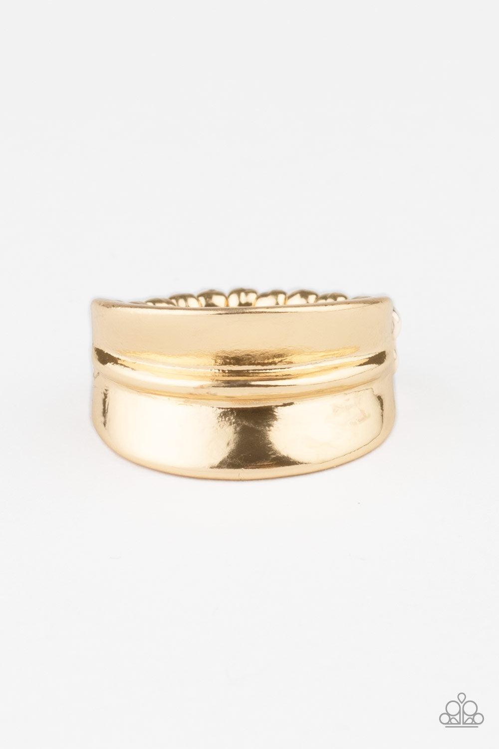 Band Together Gold Ring - Paparazzi Accessories- lightbox - CarasShop.com - Paparazzi Jewelry by Cara Jewels