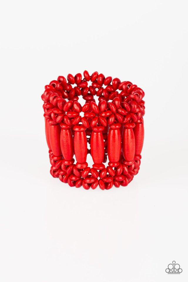 Barbados Beach Club Red Wood Bracelet - Paparazzi Accessories- lightbox - CarasShop.com - Paparazzi Jewelry by Cara Jewels