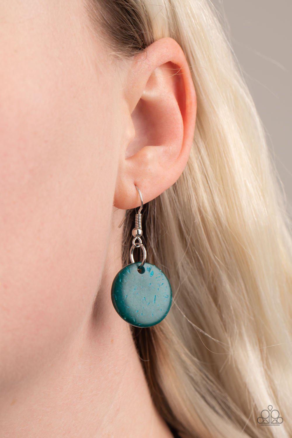 Barbados Bopper Blue Wood Necklace - Paparazzi Accessories - free matching earrings -CarasShop.com - Paparazzi Jewelry by Cara Jewels