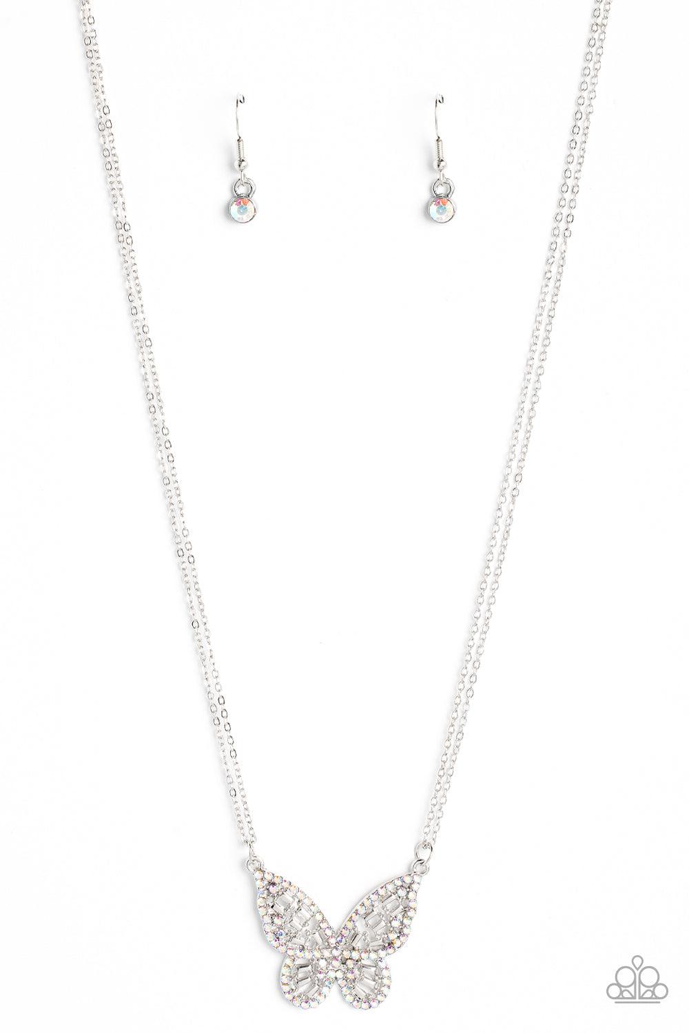 Baroque Butterfly Multi Iridescent Rhinestone Necklace - Paparazzi Accessories- lightbox - CarasShop.com - Paparazzi Jewelry by Cara Jewels