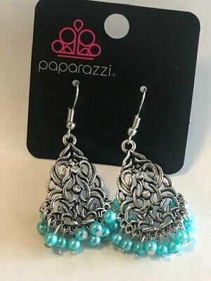 Baroque the Bank Blue and Silver Earrings - Paparazzi Accessories- lightbox - CarasShop.com - Paparazzi Jewelry by Cara Jewels