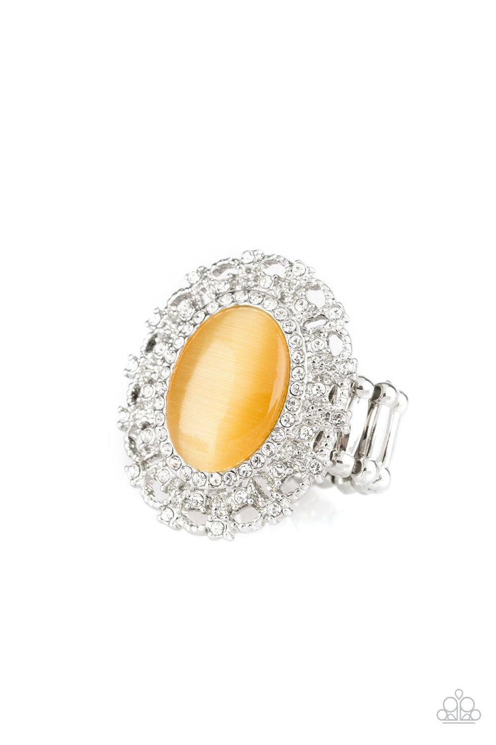 BAROQUE The Spell Yellow Moonstone Ring - Paparazzi Accessories- lightbox - CarasShop.com - Paparazzi Jewelry by Cara Jewels