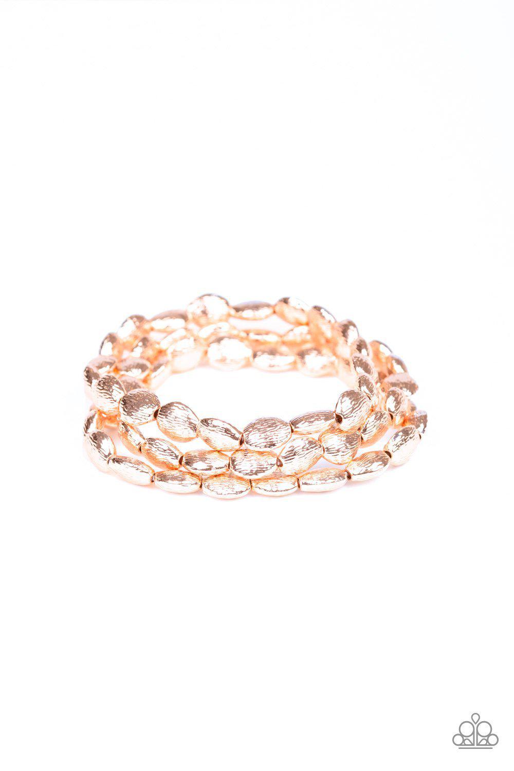 Basic Bliss Rose Gold Bracelet Set - Paparazzi Accessories- lightbox - CarasShop.com - Paparazzi Jewelry by Cara Jewels