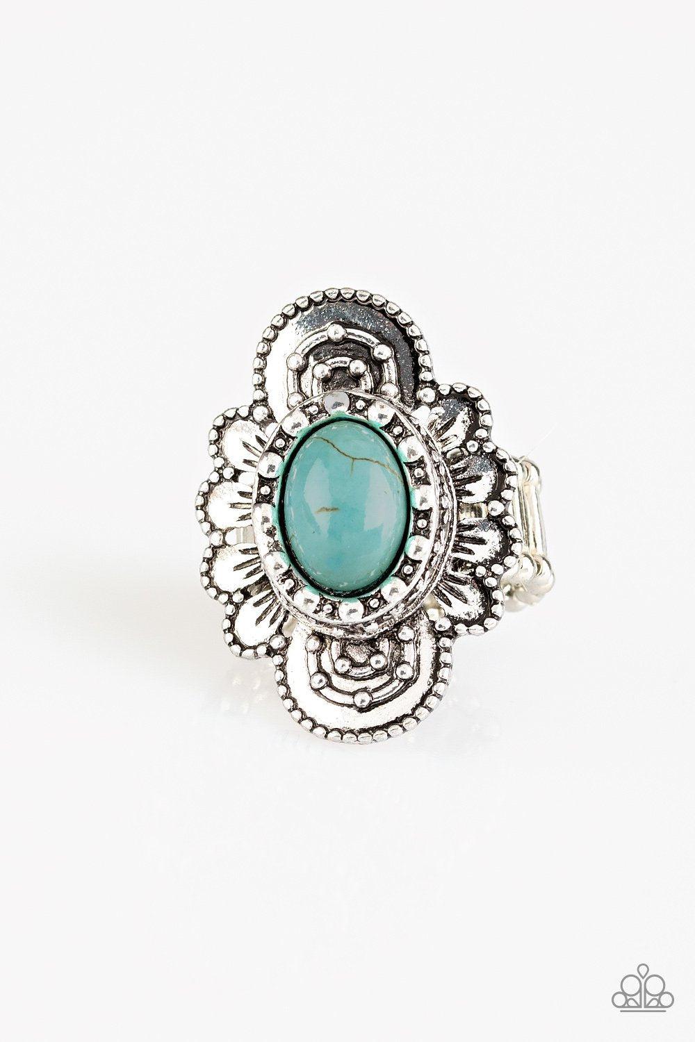 Basic Element Silver and Turquoise Blue Stone Ring - Paparazzi Accessories- lightbox - CarasShop.com - Paparazzi Jewelry by Cara Jewels