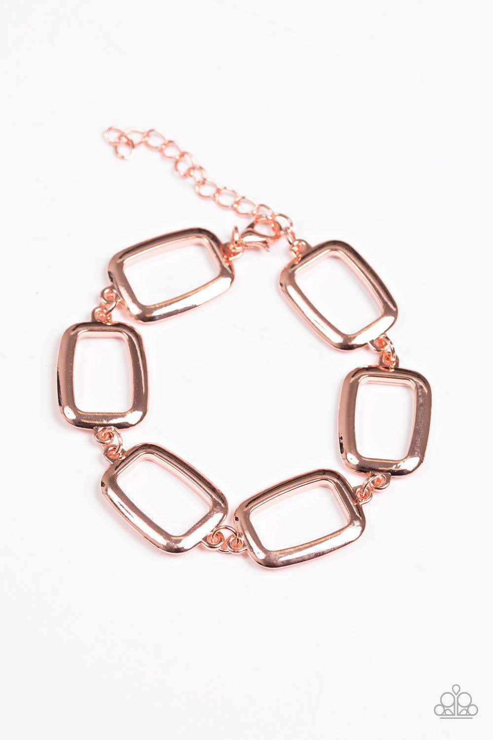Basic Geometry Shiny Copper Bracelet - Paparazzi Accessories- lightbox - CarasShop.com - Paparazzi Jewelry by Cara Jewels