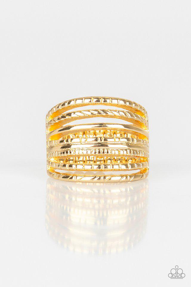 Basic Maverick Gold Ring - Paparazzi Accessories- lightbox - CarasShop.com - Paparazzi Jewelry by Cara Jewels