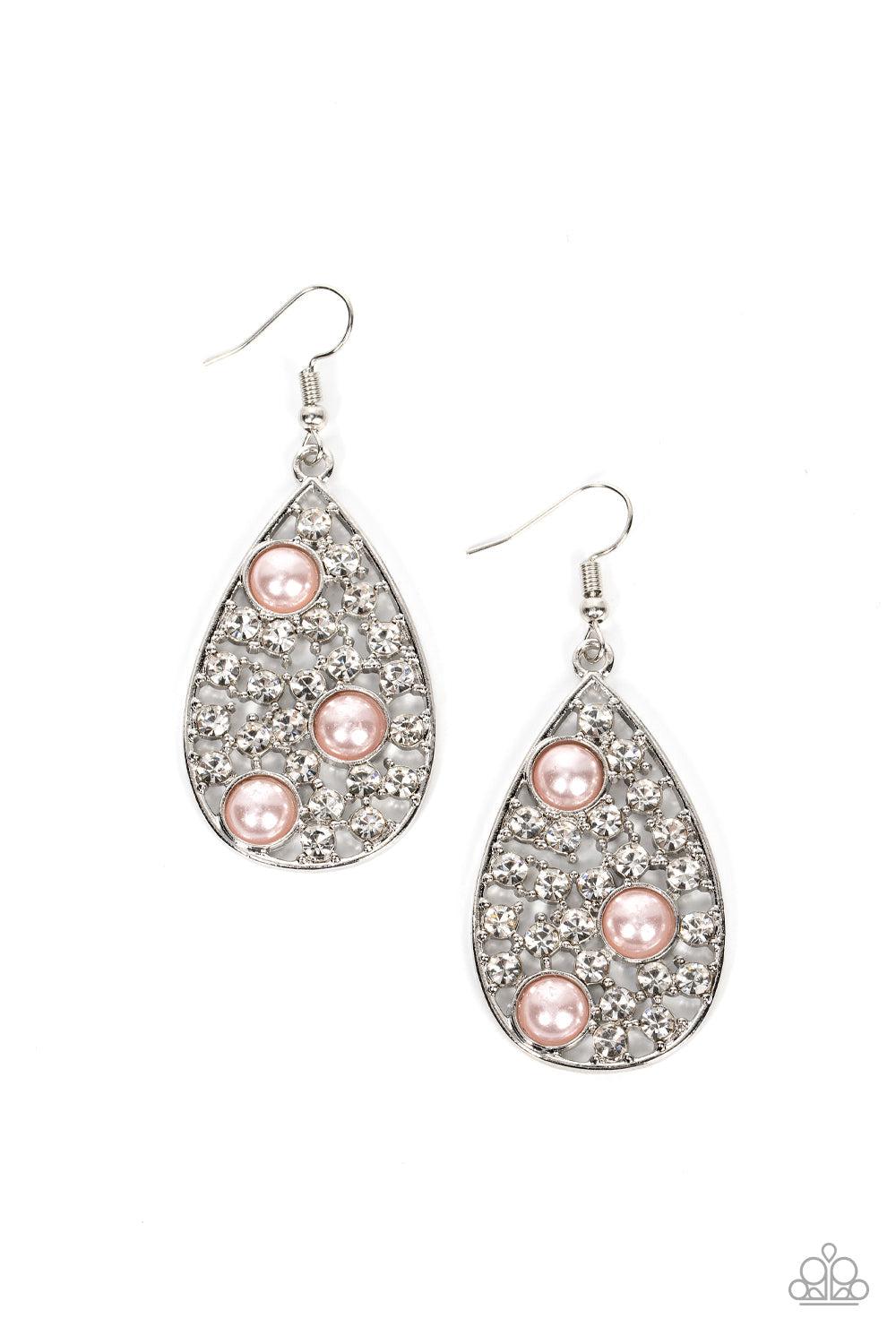 Bauble Burst Pink Pearl Earrings - Paparazzi Accessories- lightbox - CarasShop.com - Paparazzi Jewelry by Cara Jewels