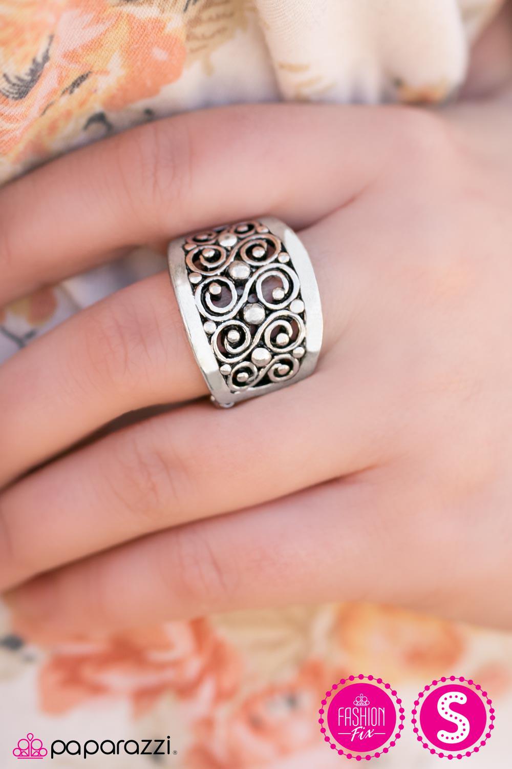 Bay Breeze Silver Filigree Ring - Paparazzi Accessories- lightbox - CarasShop.com - Paparazzi Jewelry by Cara Jewels