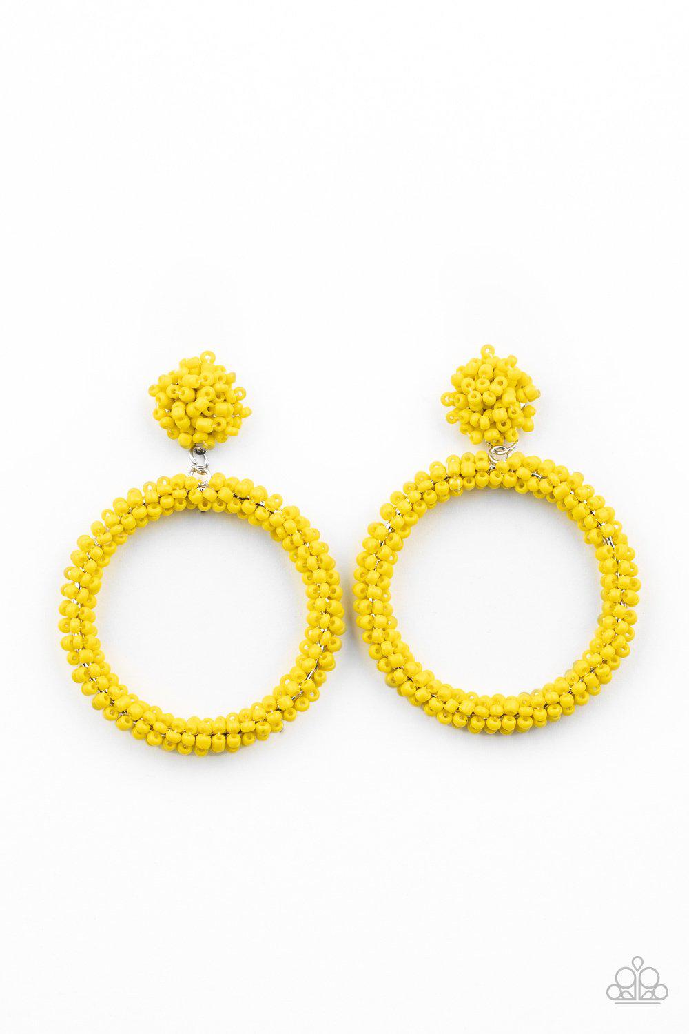 Be All You Can BEAD Yellow Seed Bead Earrings - Paparazzi Accessories- lightbox - CarasShop.com - Paparazzi Jewelry by Cara Jewels