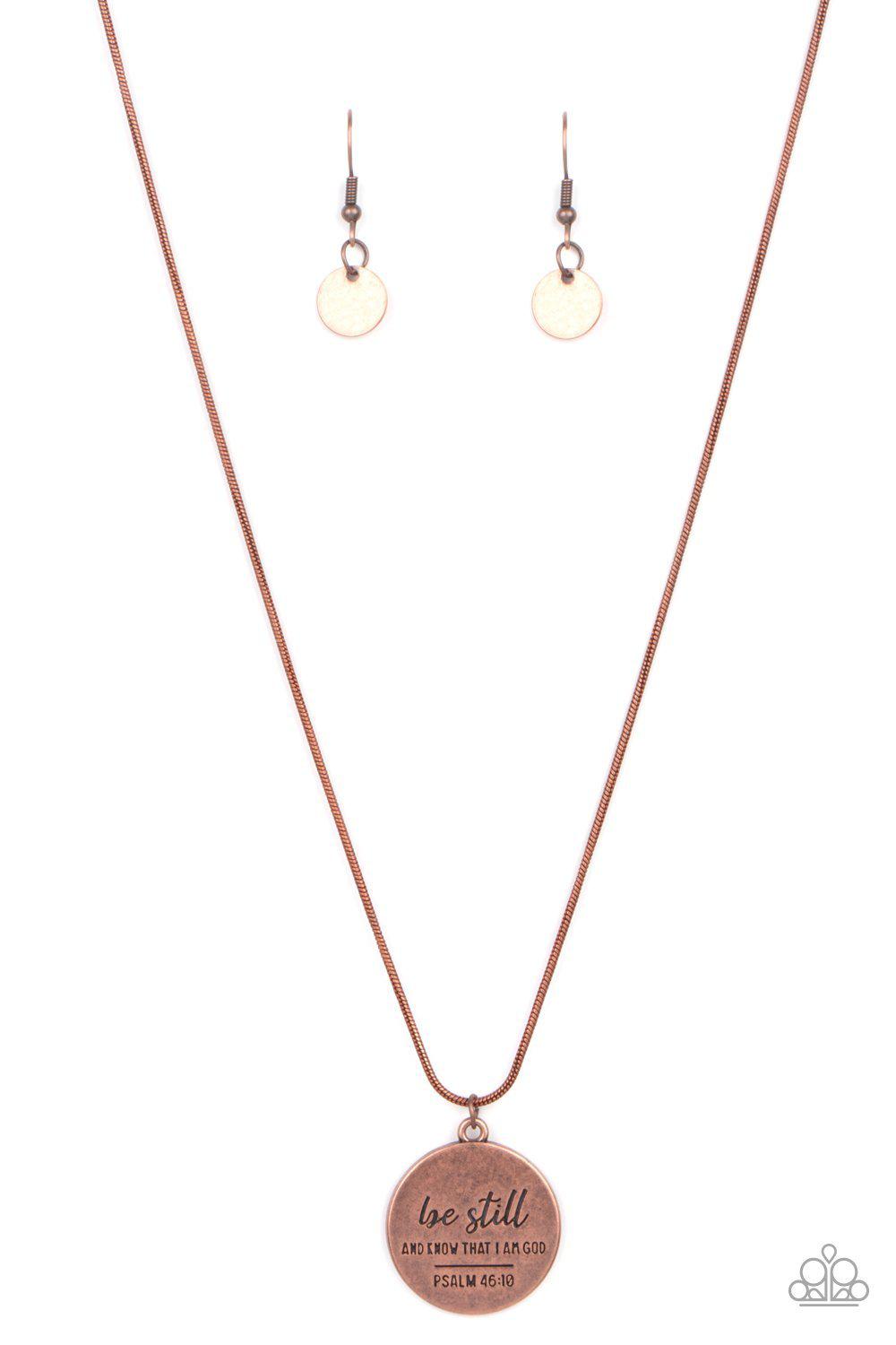 Be Still Copper Inspirational Necklace - Paparazzi Accessories- lightbox - CarasShop.com - Paparazzi Jewelry by Cara Jewels