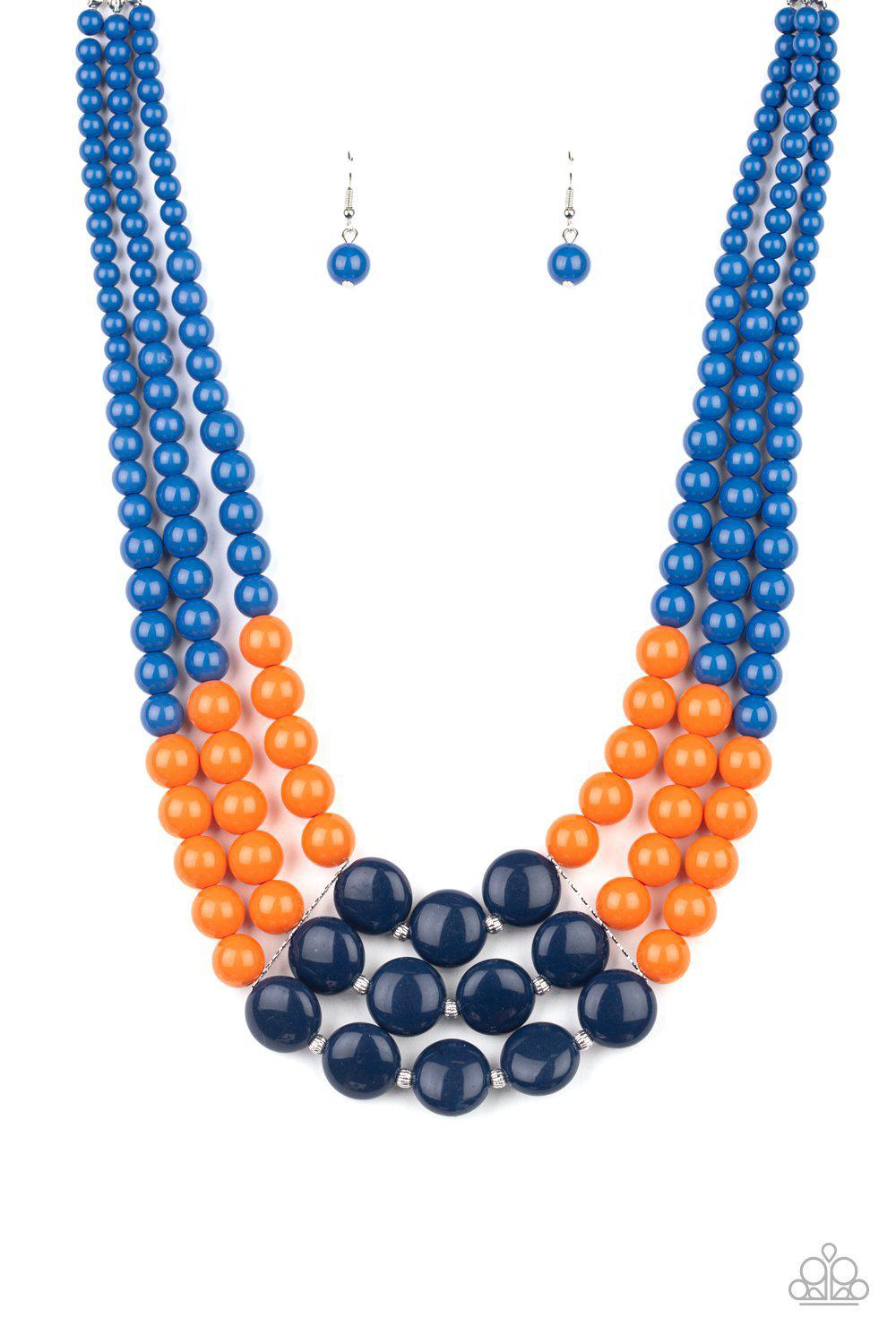 Beach Bauble Blue and Orange Necklace - Paparazzi Accessories- lightbox - CarasShop.com - Paparazzi Jewelry by Cara Jewels
