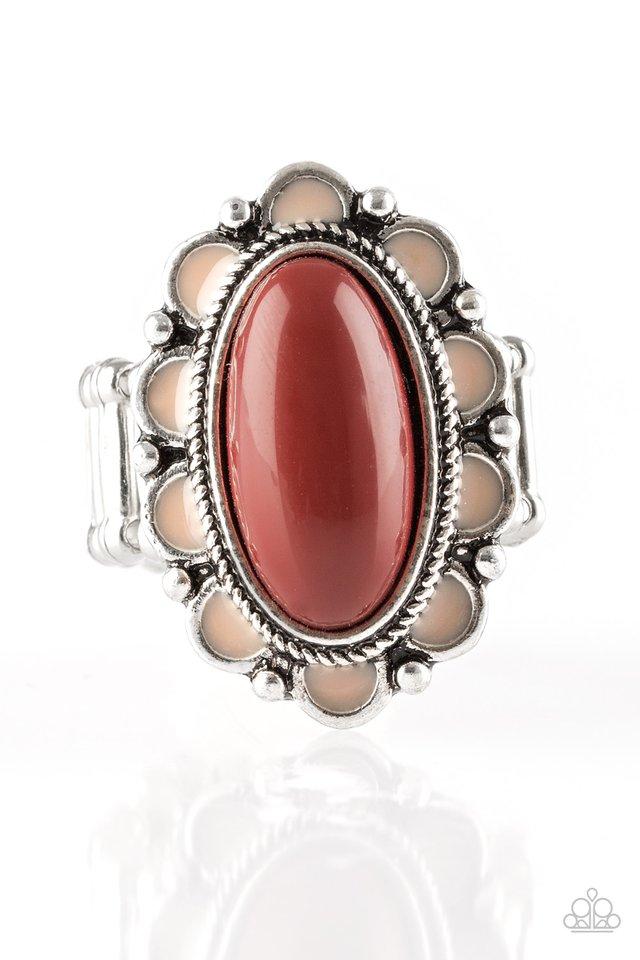 Beach Bloom Brown Flower Ring - Paparazzi Accessories- lightbox - CarasShop.com - Paparazzi Jewelry by Cara Jewels