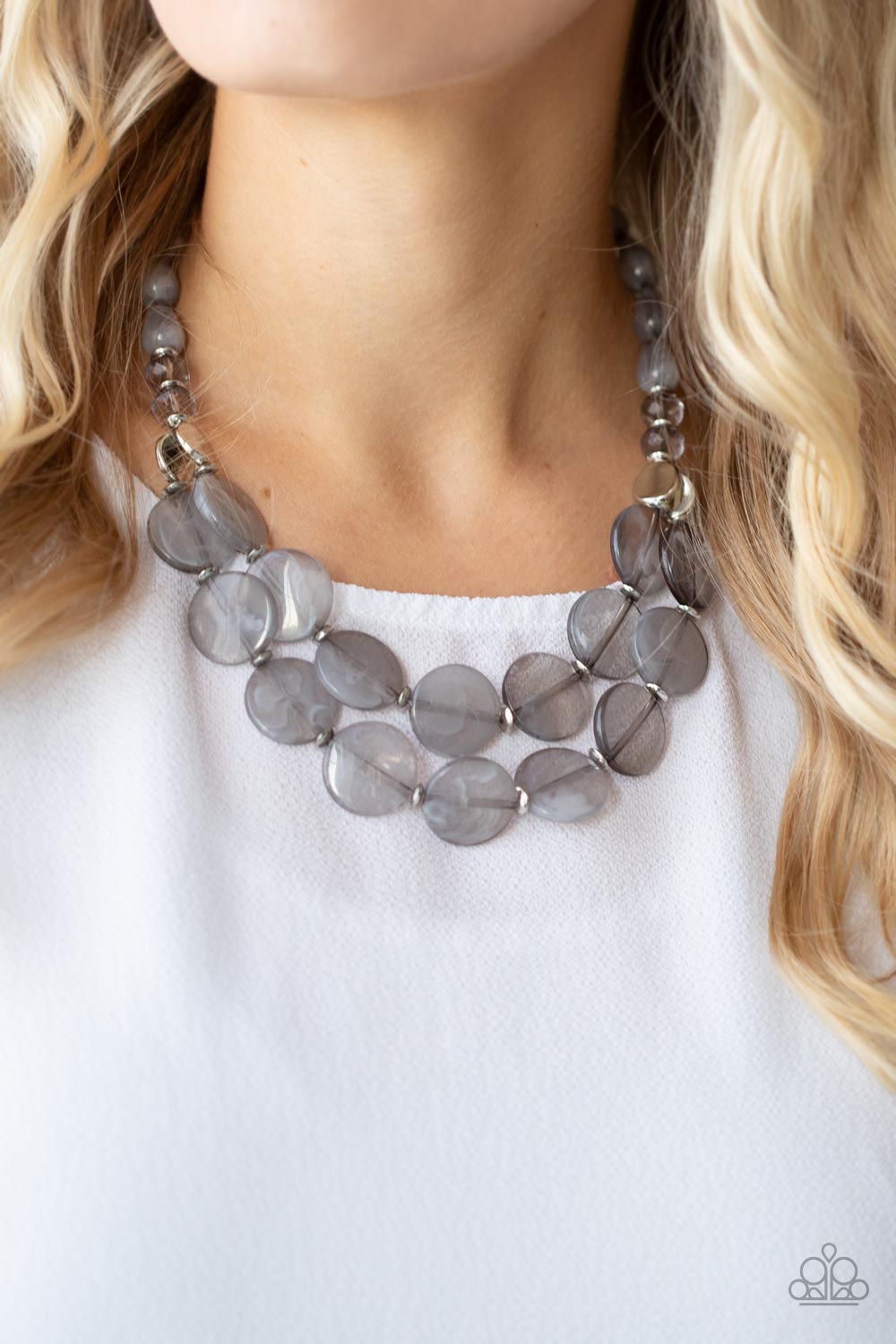 Beach Day Demure Silver Necklace - Paparazzi Accessories- lightbox - CarasShop.com - Paparazzi Jewelry by Cara Jewels