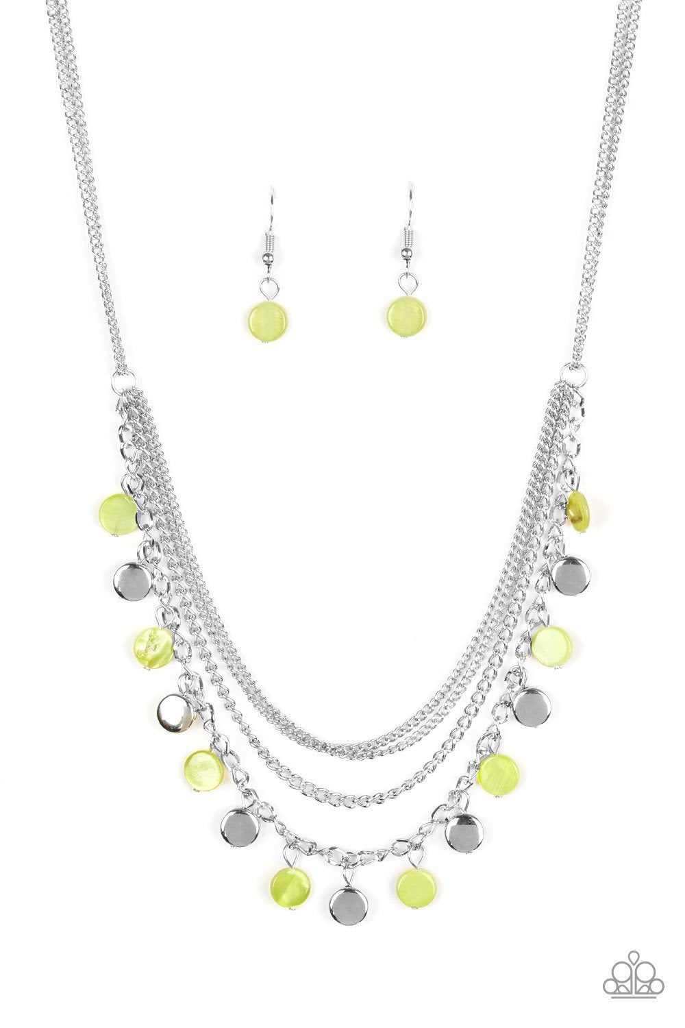 Beach Flavor Green and Silver Necklace - Paparazzi Accessories- lightbox - CarasShop.com - Paparazzi Jewelry by Cara Jewels