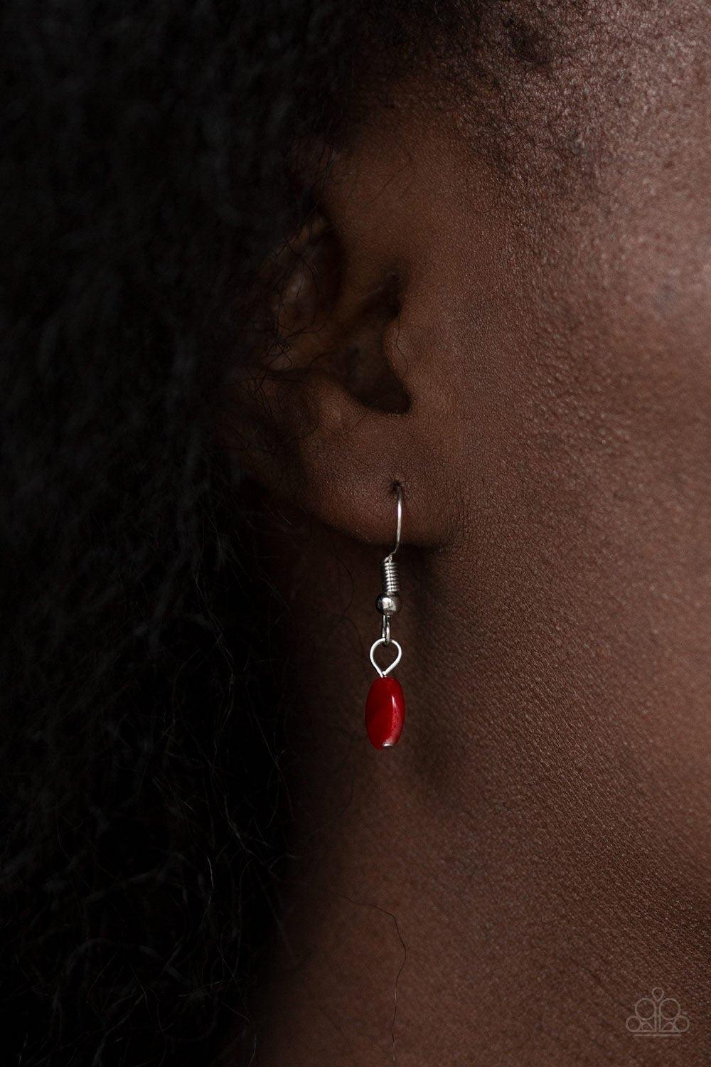 Beach Flavor Red and Silver Necklace - Paparazzi Accessories - free matching earrings -CarasShop.com - Paparazzi Jewelry by Cara Jewels