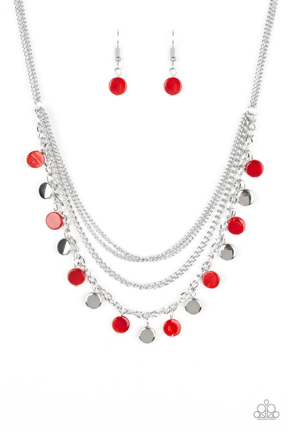 Beach Flavor Red and Silver Necklace - Paparazzi Accessories- lightbox - CarasShop.com - Paparazzi Jewelry by Cara Jewels