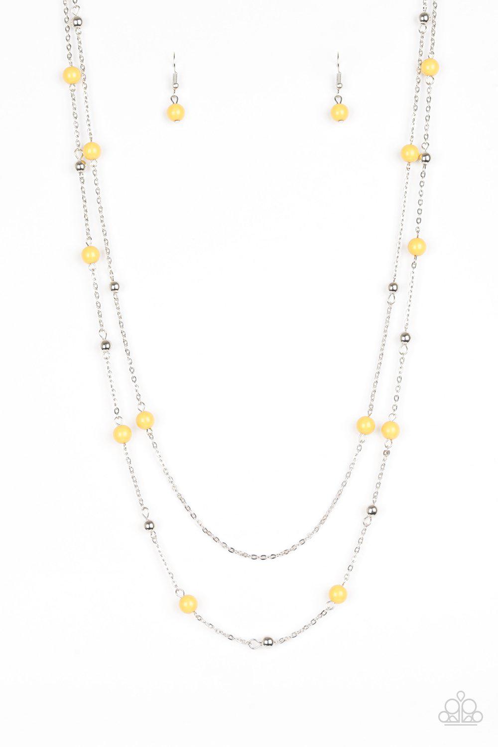 Beach Party Pageant Yellow Necklace - Paparazzi Accessories- lightbox - CarasShop.com - Paparazzi Jewelry by Cara Jewels