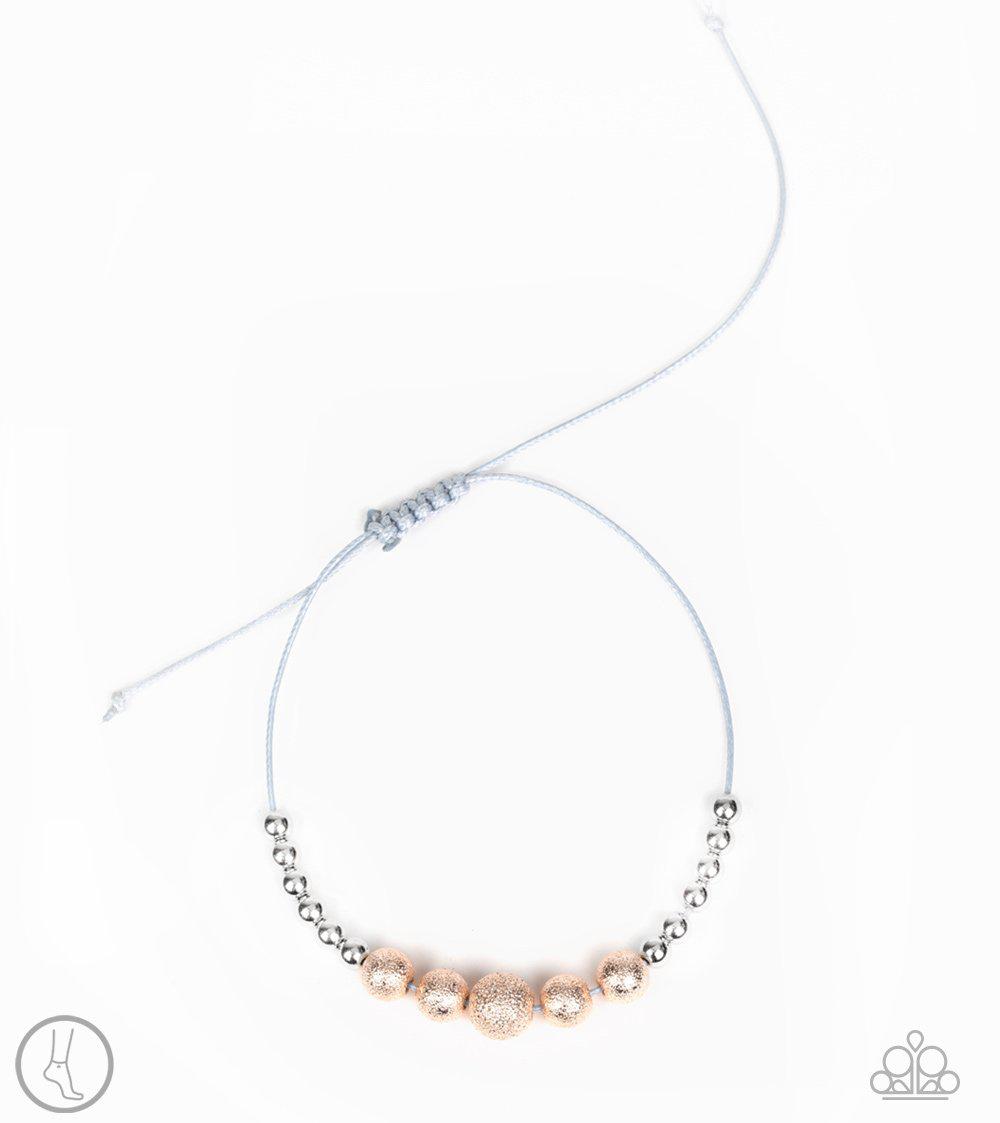 Beach Zen Multi Silver and Rose Gold Sliding Knot Anklet - Paparazzi Accessories- lightbox - CarasShop.com - Paparazzi Jewelry by Cara Jewels