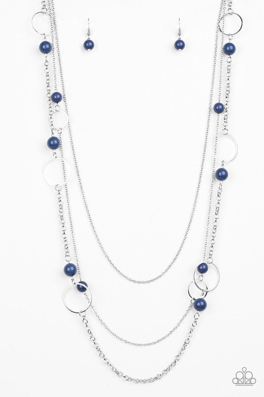 Beachside Babe Blue and Silver Necklace - Paparazzi Accessories- lightbox - CarasShop.com - Paparazzi Jewelry by Cara Jewels