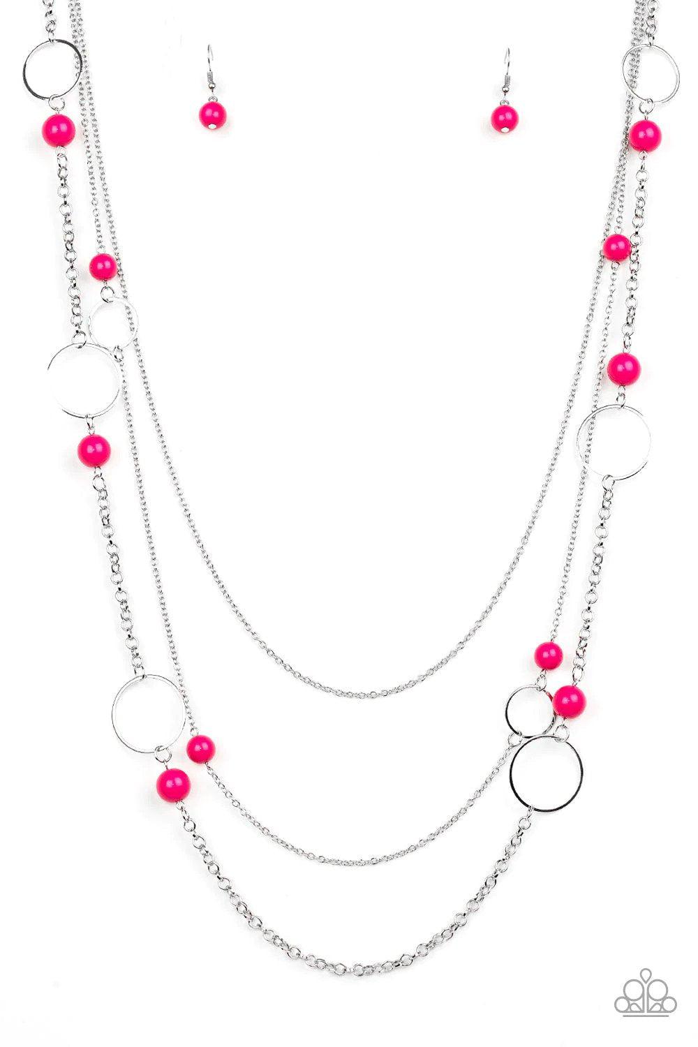 Beachside Babe Pink Necklace - Paparazzi Accessories- lightbox - CarasShop.com - Paparazzi Jewelry by Cara Jewels