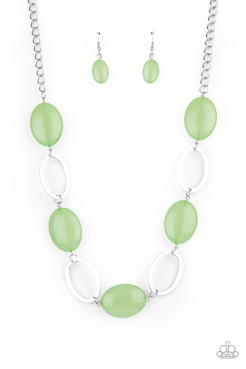 Beachside Boardwalk Green and Silver Necklace - Paparazzi Accessories- lightbox - CarasShop.com - Paparazzi Jewelry by Cara Jewels