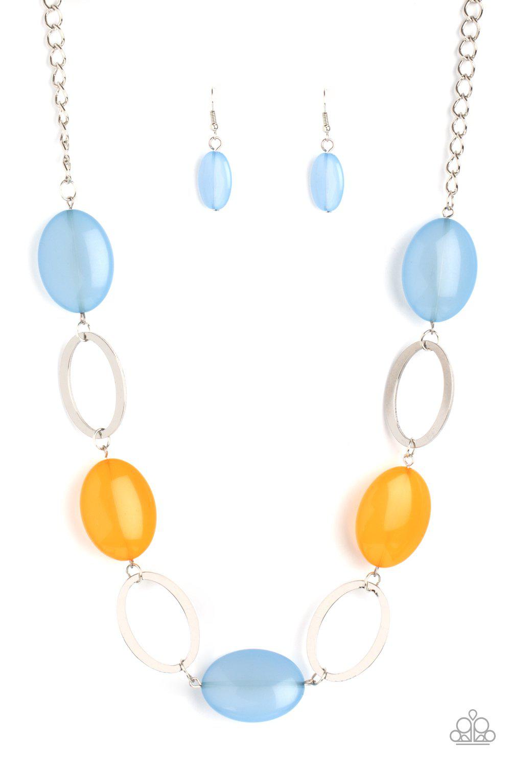 Beachside Boardwalk Multi-color Blue and Orange Necklace - Paparazzi Accessories- lightbox - CarasShop.com - Paparazzi Jewelry by Cara Jewels