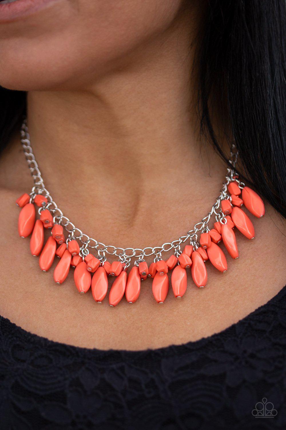 Bead Binge Coral Necklace - Paparazzi Accessories- on model - CarasShop.com - Paparazzi Jewelry by Cara Jewels
