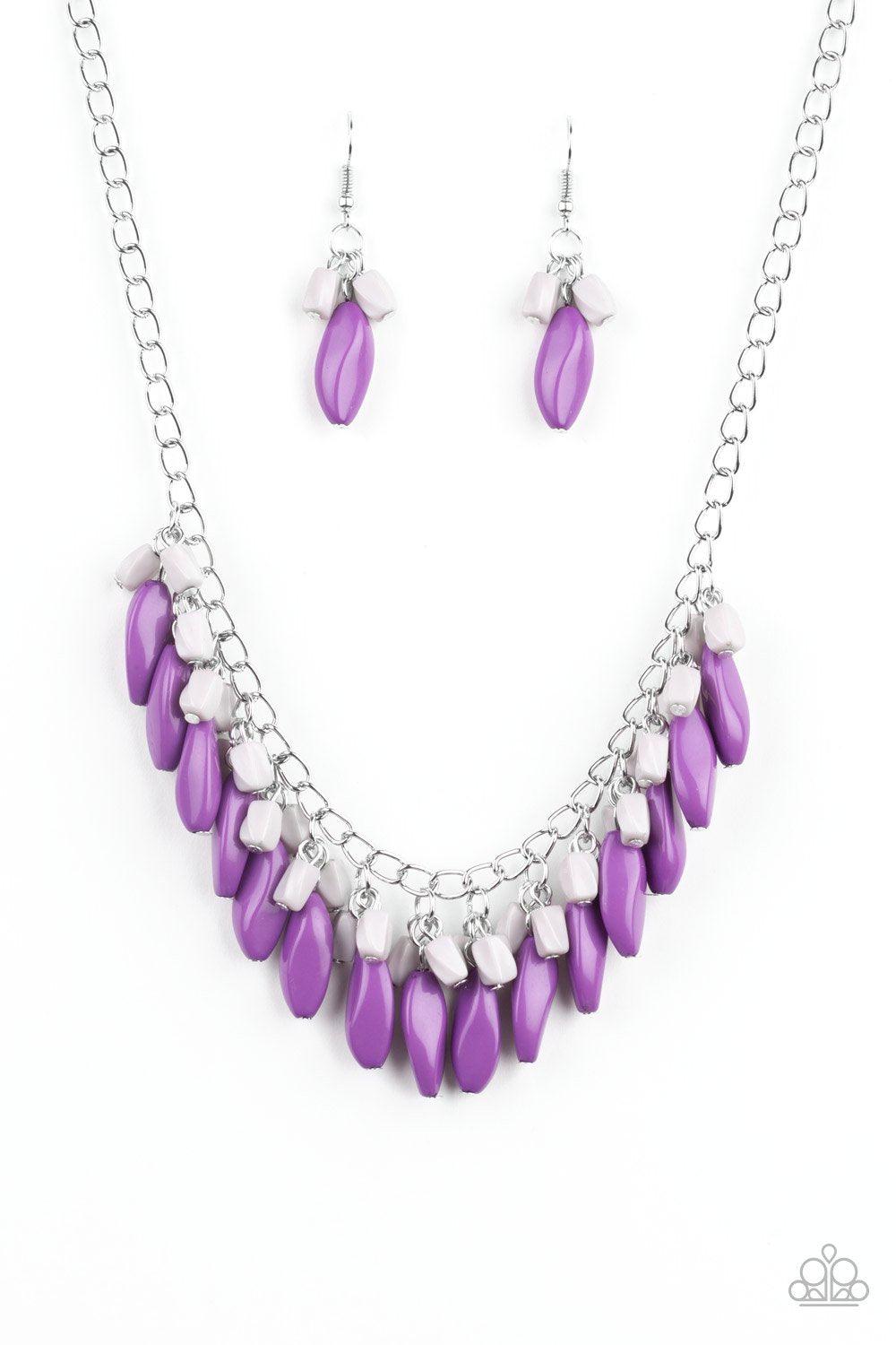 Bead Binge Purple and Gray Necklace - Paparazzi Accessories- lightbox - CarasShop.com - Paparazzi Jewelry by Cara Jewels