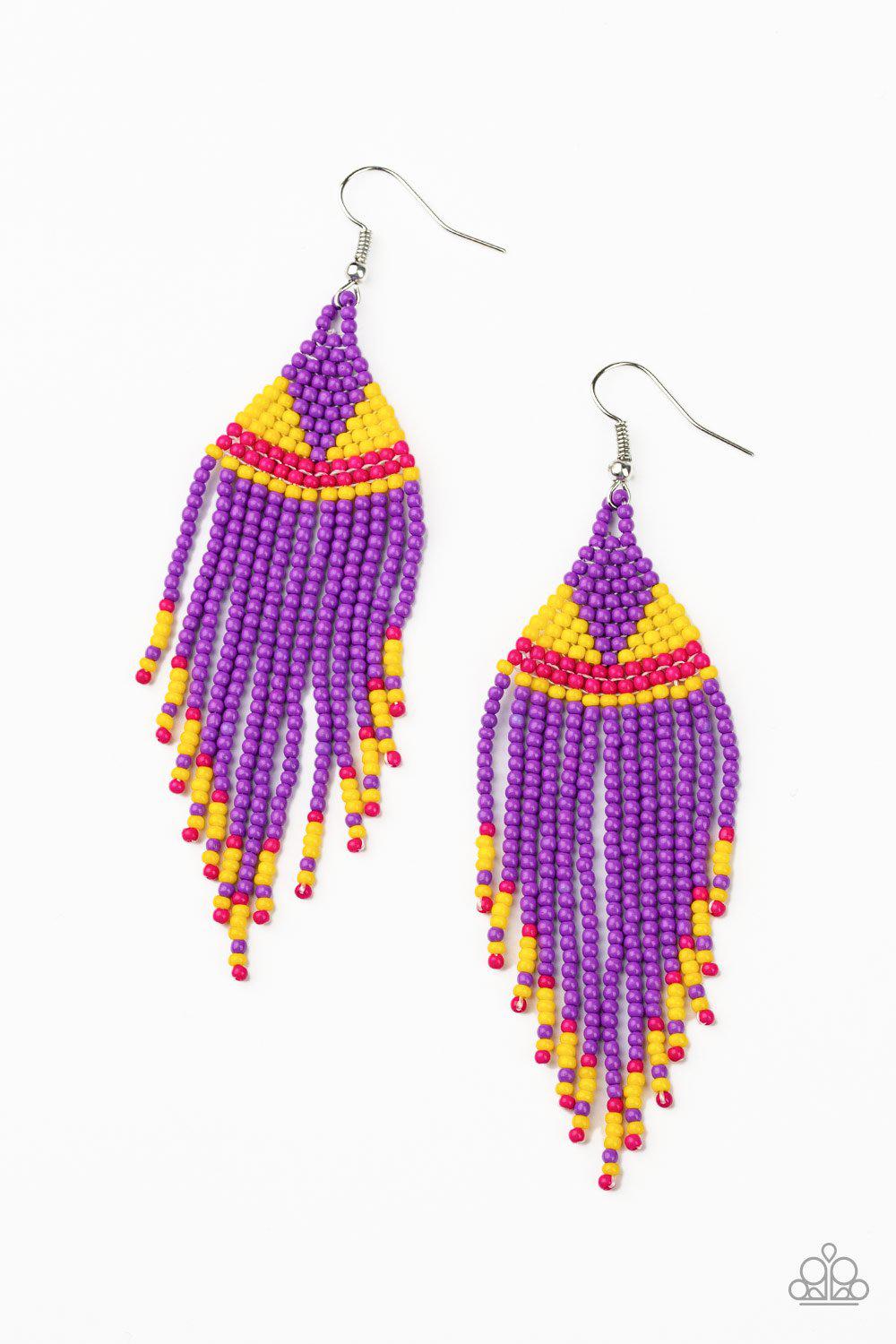 BEADazzle Me Purple Seed Bead Earrings - Paparazzi Accessories- lightbox - CarasShop.com - Paparazzi Jewelry by Cara Jewels