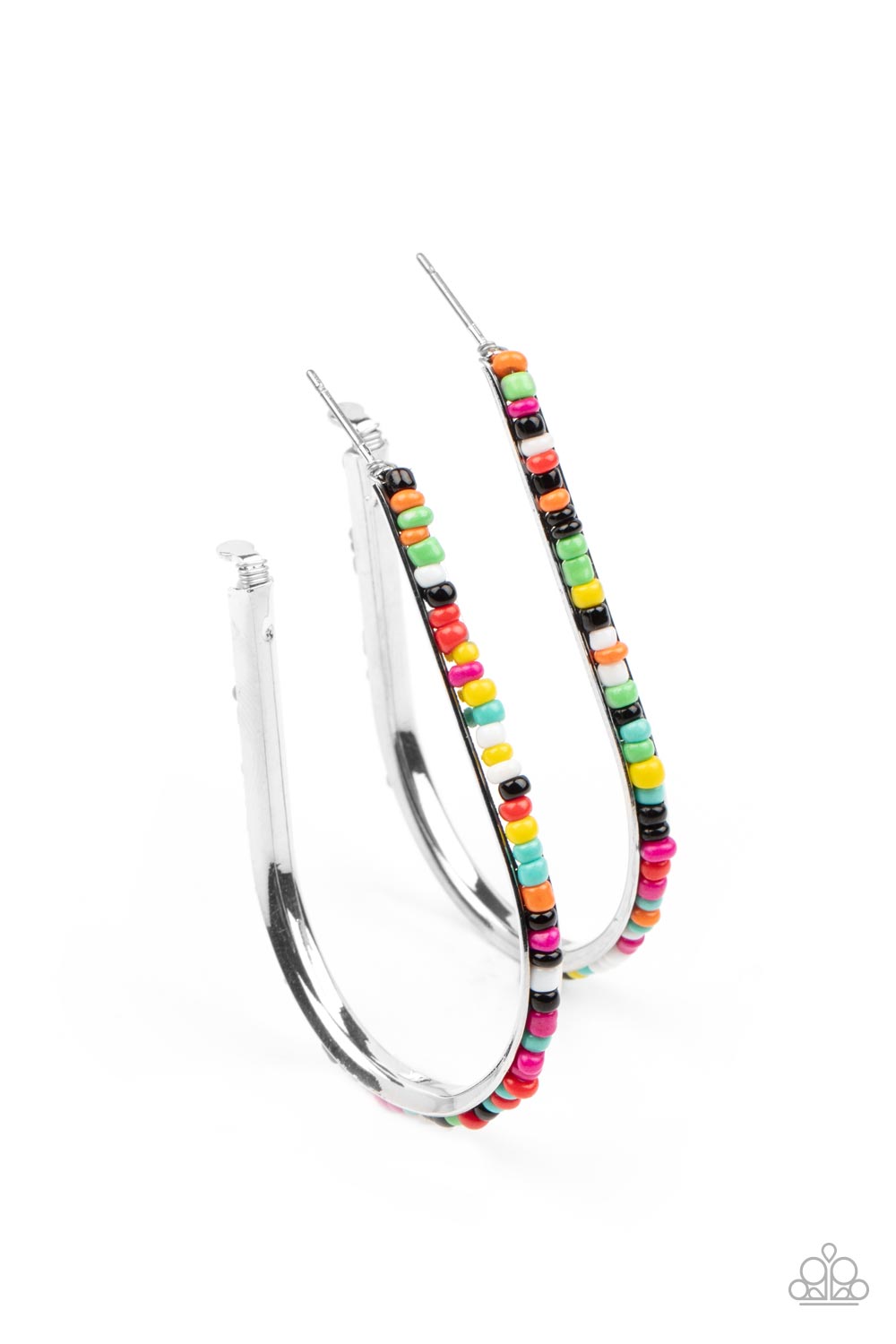 Beaded Bauble Multi Seed Bead Hoop Earrings - Paparazzi Accessories- lightbox - CarasShop.com - Paparazzi Jewelry by Cara Jewels