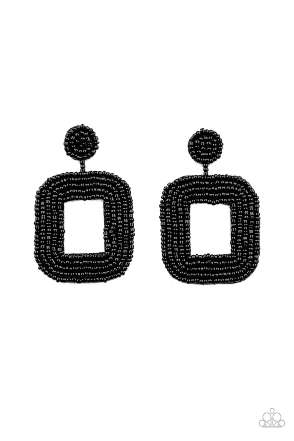 Beaded Bella Black Seed Bead Earrings - Paparazzi Accessories- lightbox - CarasShop.com - Paparazzi Jewelry by Cara Jewels