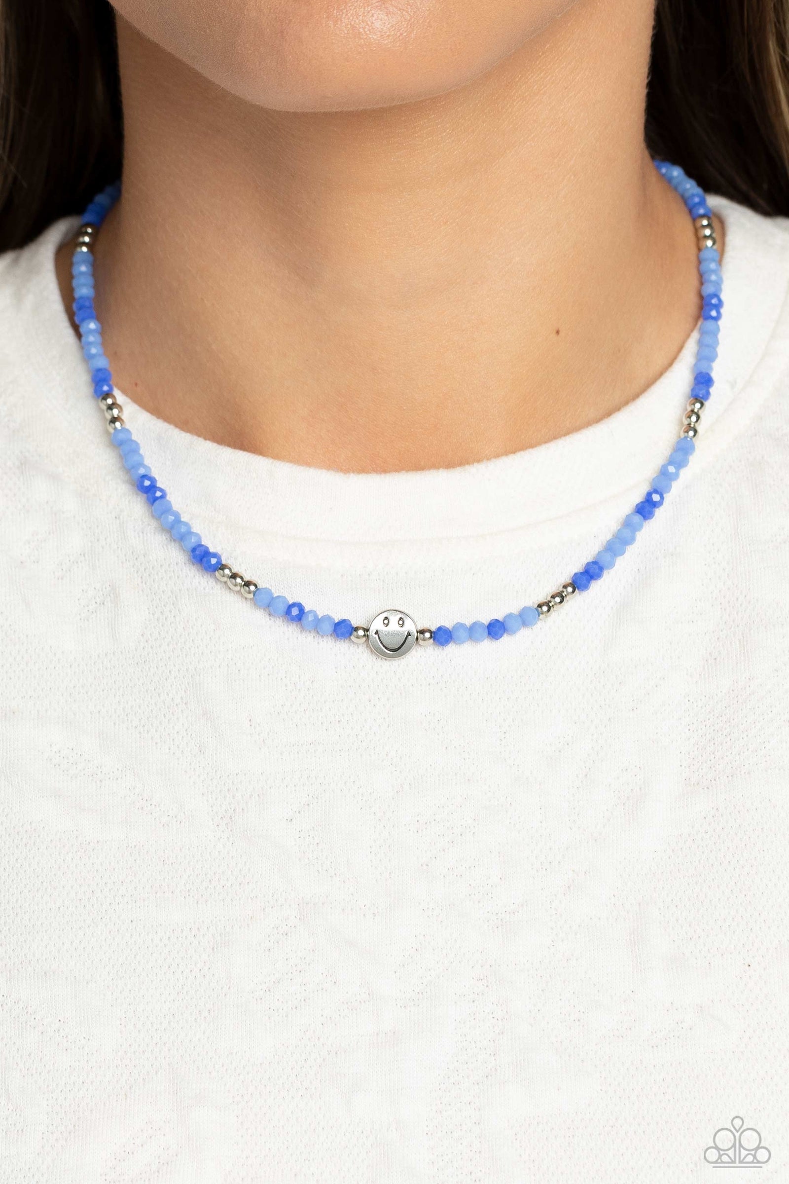 Beaming Bling Blue Necklace - Paparazzi Accessories- lightbox - CarasShop.com - Paparazzi Jewelry by Cara Jewels