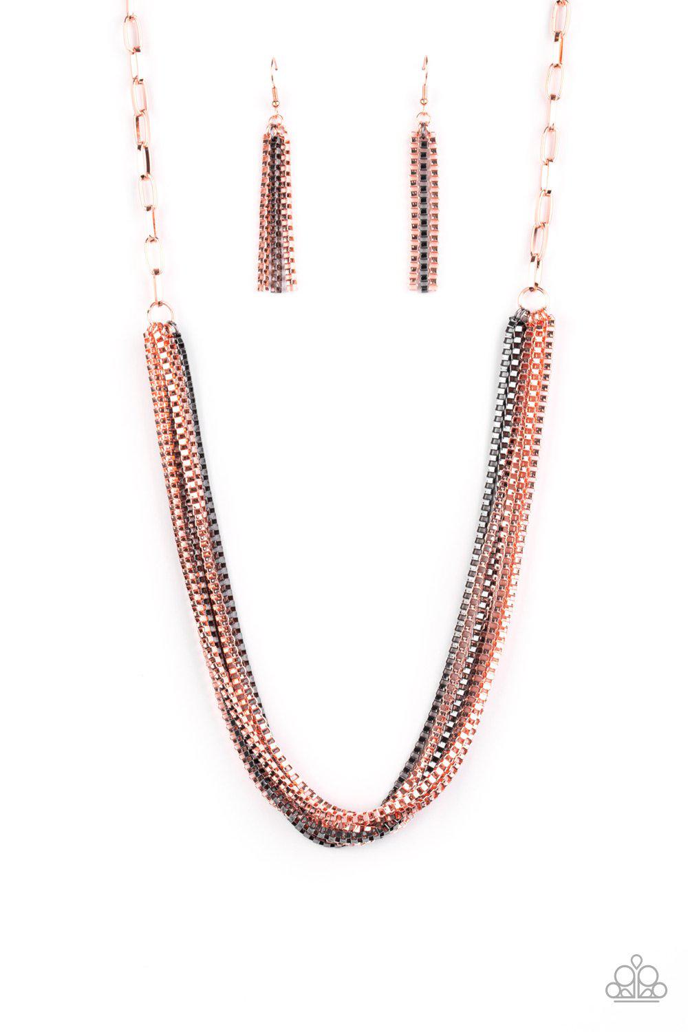 Beat Box Queen Copper and Gunmetal Necklace - Paparazzi Accessories- lightbox - CarasShop.com - Paparazzi Jewelry by Cara Jewels