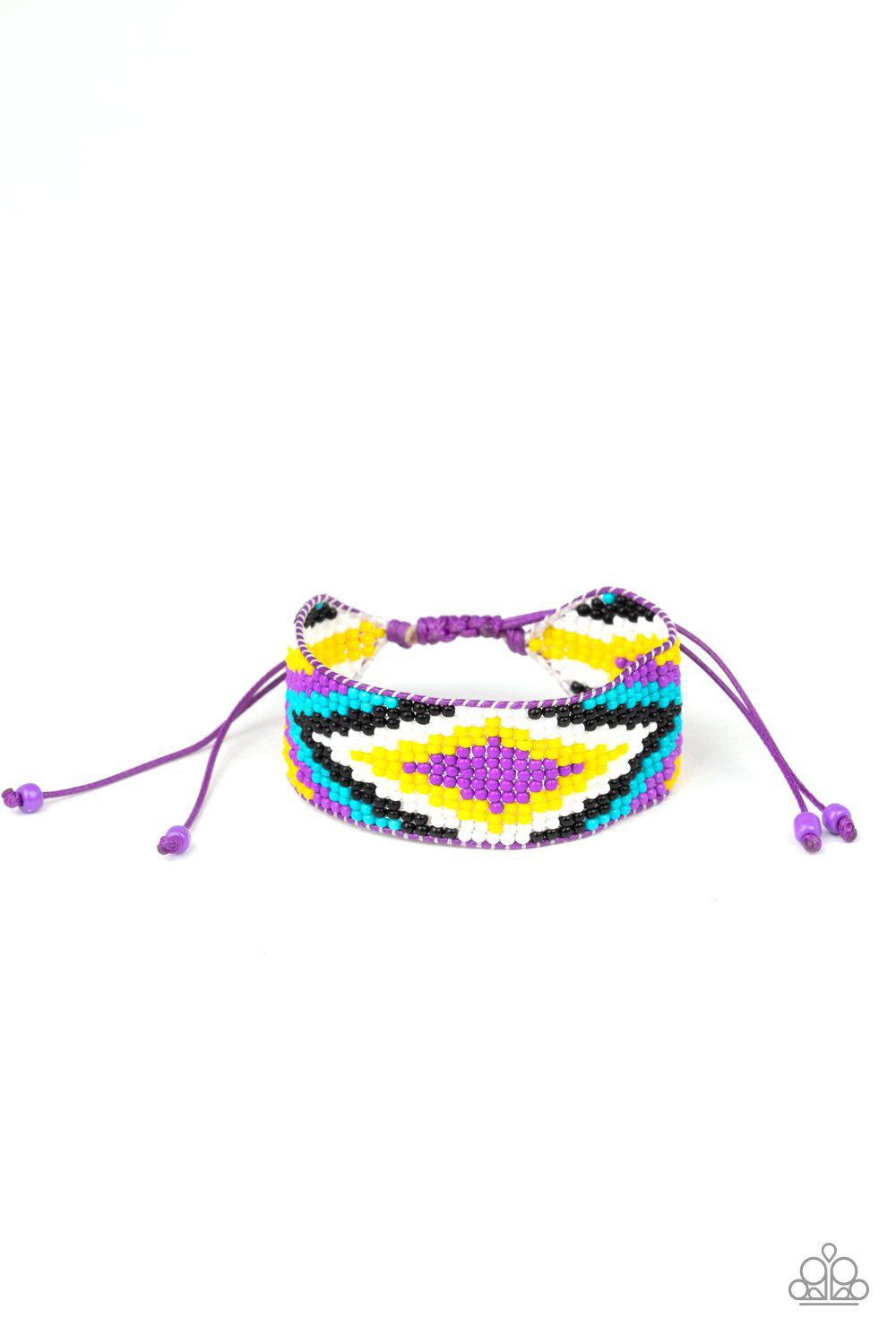 Beautifully Badlands Purple Seed Bead Sliding Knot Bracelet - Paparazzi Accessories- lightbox - CarasShop.com - Paparazzi Jewelry by Cara Jewels