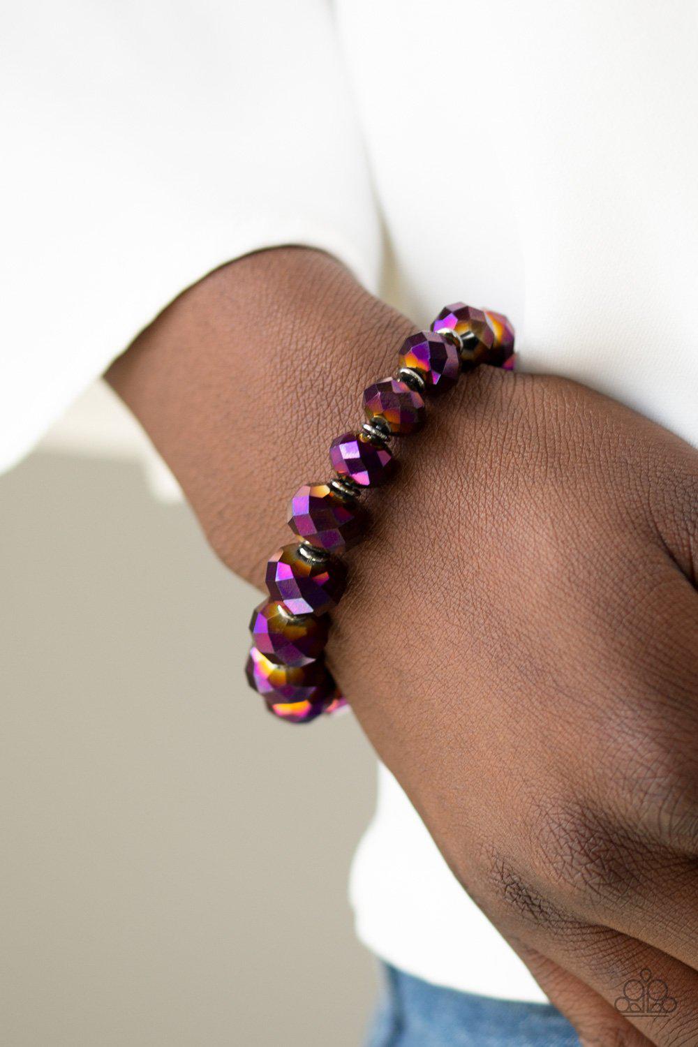 Beautifully Bewitching Purple Bracelet - Paparazzi Accessories- on model - CarasShop.com - Paparazzi Jewelry by Cara Jewels