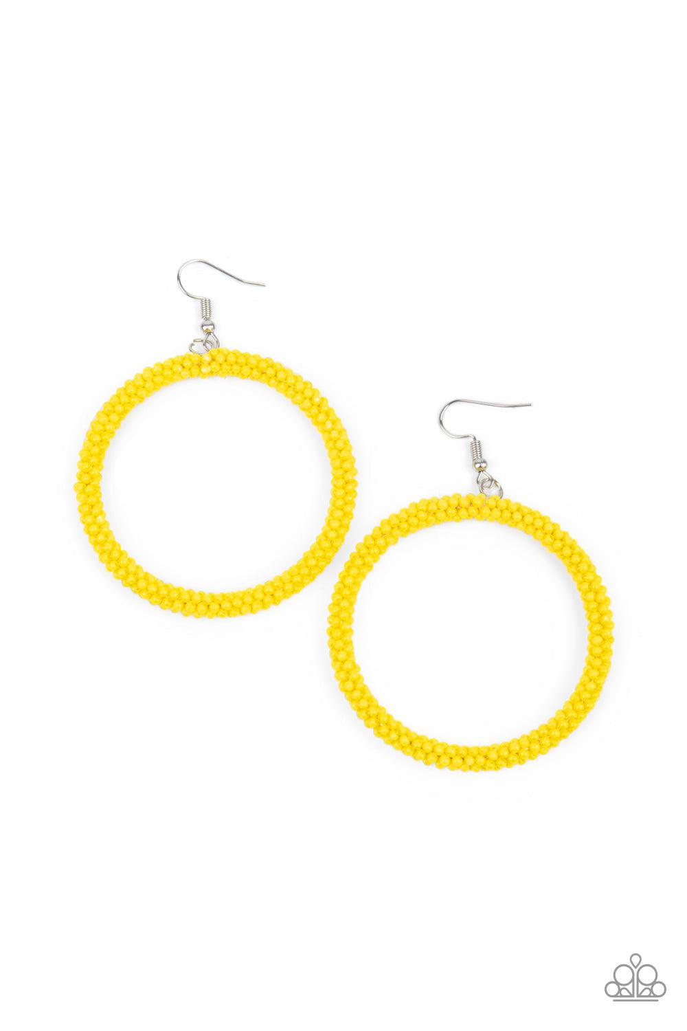 Beauty and the BEACH Yellow Seed Bead Earrings - Paparazzi Accessories- lightbox - CarasShop.com - Paparazzi Jewelry by Cara Jewels