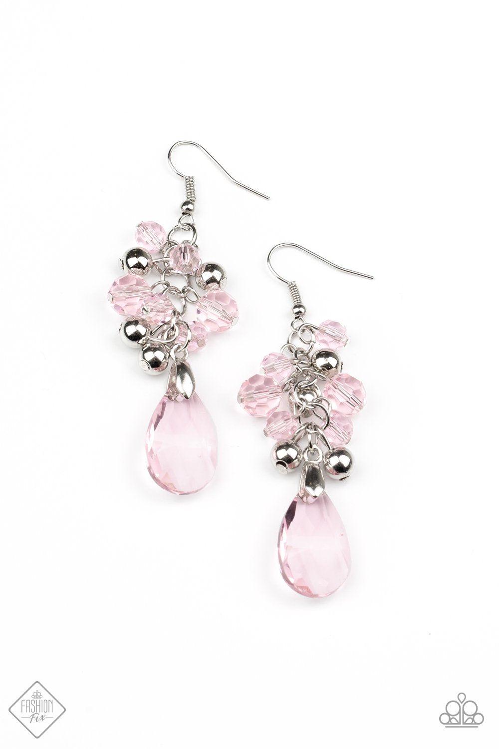 Before and AFTERGLOW Pink and Silver Earrings - Paparazzi Accessories- lightbox - CarasShop.com - Paparazzi Jewelry by Cara Jewels