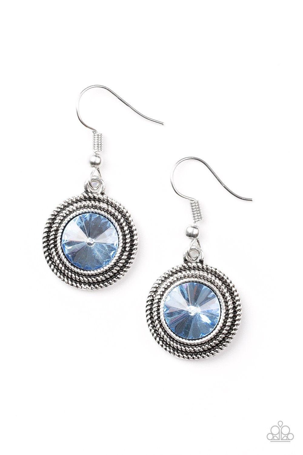 Beginners Luxe Blue Earrings - Paparazzi Accessories- lightbox - CarasShop.com - Paparazzi Jewelry by Cara Jewels